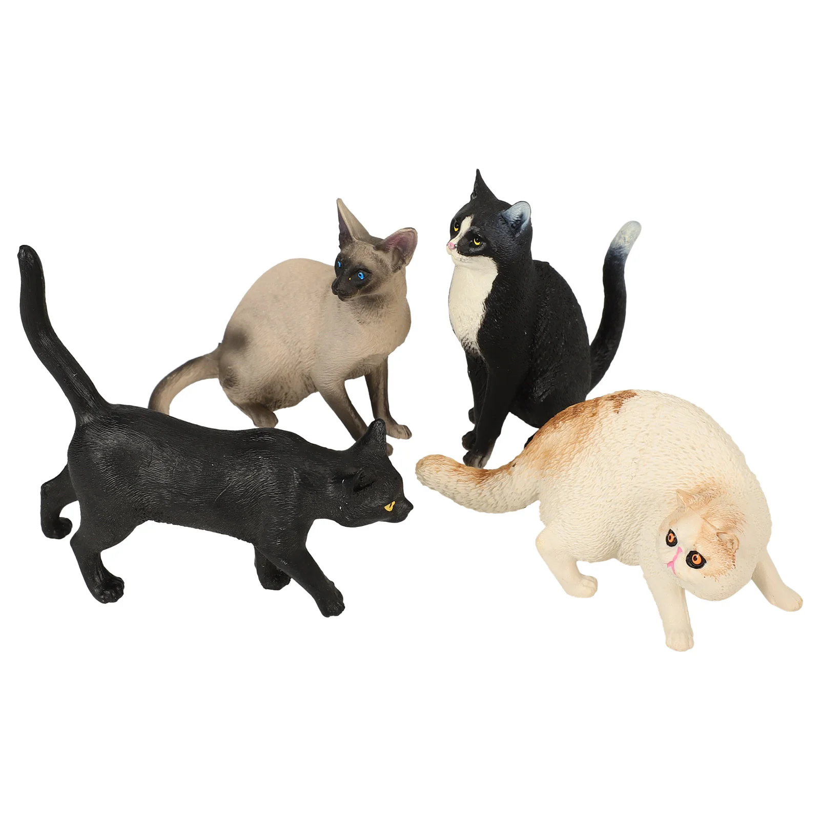 Modèle de chat réaliste, petite statue, jouets, figurine, ornement décoratif, Él, 4 pièces