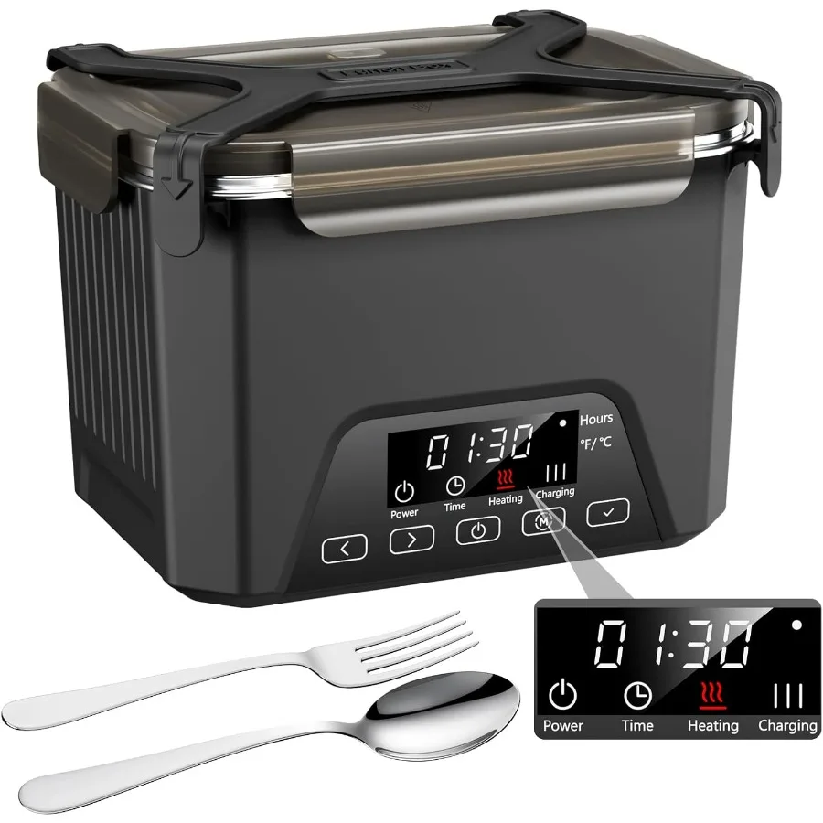 

Cordless Electric Lunch Box, 1.2L Self Heating Lunch Box Battery Powered with Automatic Heating, BPA Free, Meal Prep Friendly (B