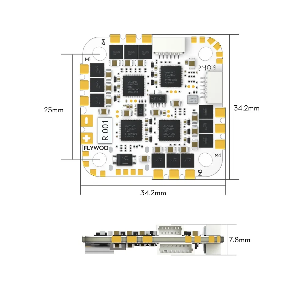 Flywoo  GOKU GN745 AIO V3 45A ESC, plug and play, Type-C interface suitable for FPV drone DIY parts