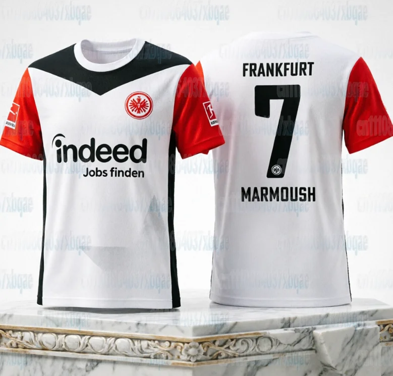 Herren-Fußballmannschafts-T-Shirt mit 3D-Frankfurter-Druck, lässiges Kurzarm-T-Shirt mit Fußballstar-Nummer, Unisex-Familienoutfit – Detail 4