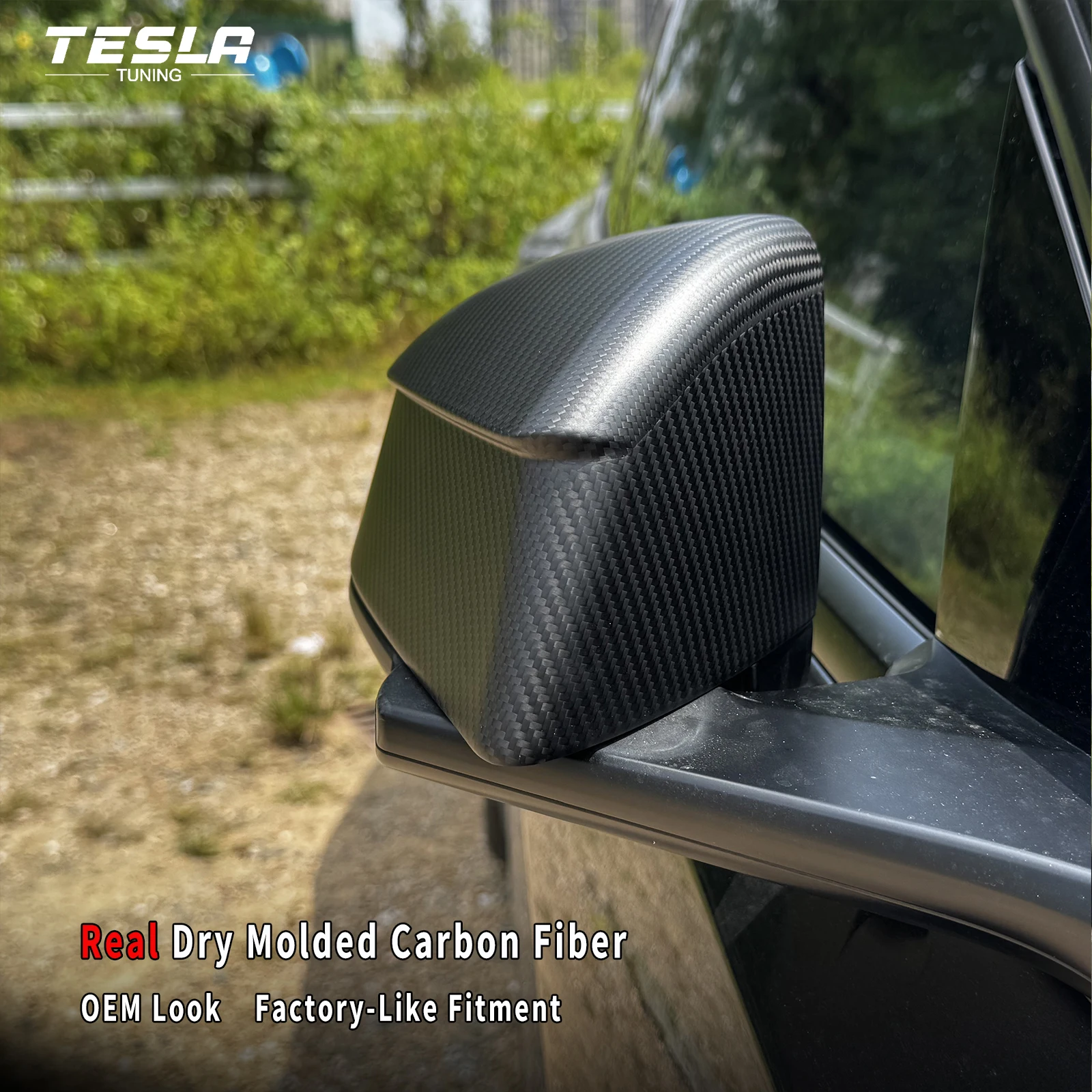 For Tesla Model Y Juniper YL 2025+ Carbon Fiber Rearview Mirror Cover Real Dry Molded Carbon Fiber Side View Mirror Cap Cover