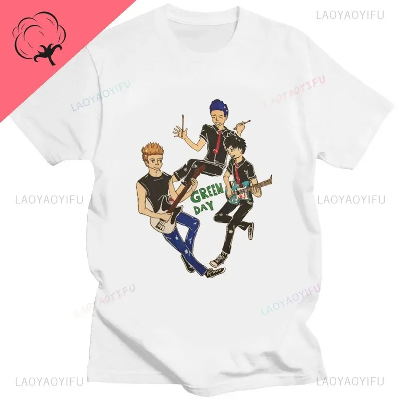 2026 Green Day Music Pattern Band Printed Cotton T-shirt Men's Summer Casual Top Short Sleeve Classic Male Women Tee