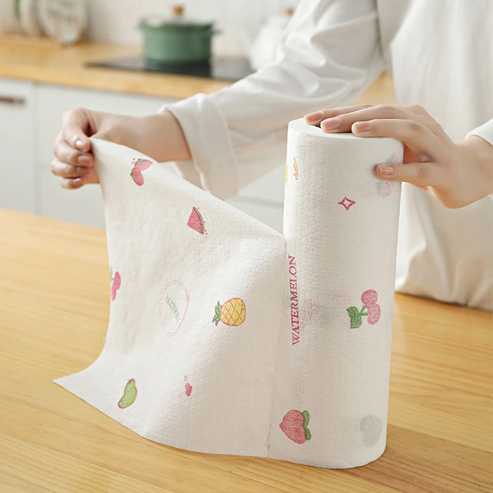 

Biodegradable Dish Disposable Kitchen Cleaning Cloth Eco-Friendly Printed Wipe Cloth For Home Restaurant Camping (White)