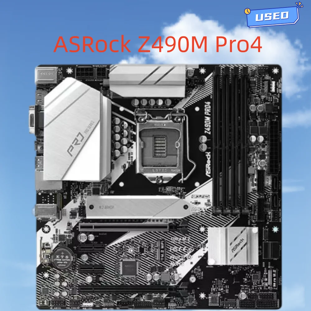 ASRock Z490M Pro4 Motherboard DDR4 LGA 1200 Intel PCIe 3.0 M.2 128GB support i9-10900 i5-10500 i9-10900 i5-10600 i5-10400