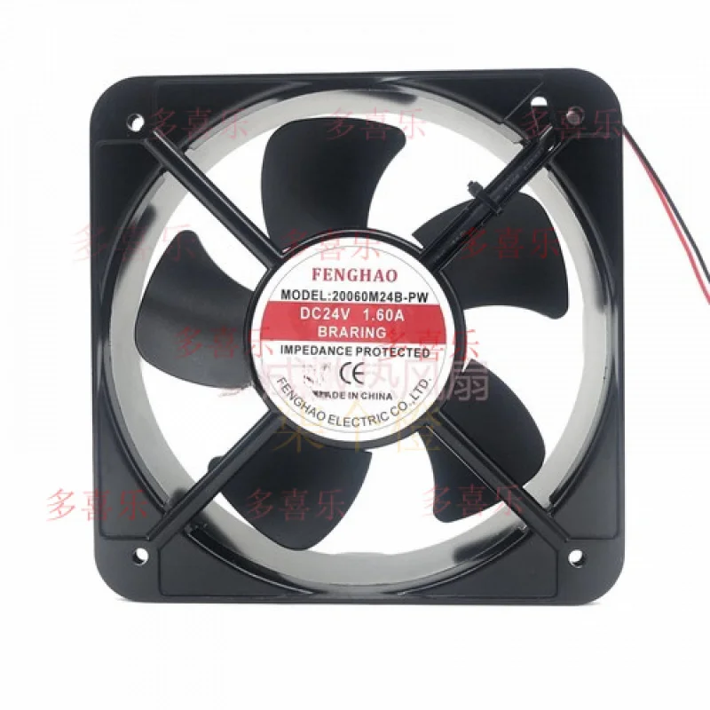 WW  FOR   FENGHAO 20060M24B-PW DC24V 1.60A 20CM 2-wire  cooling fan