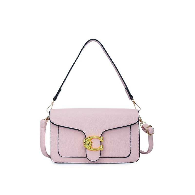 Unique Leather Diaper Bag Women Casual Square Satchel Trendy Letter Logo High End Minimalist Purse For Work Party Messenge