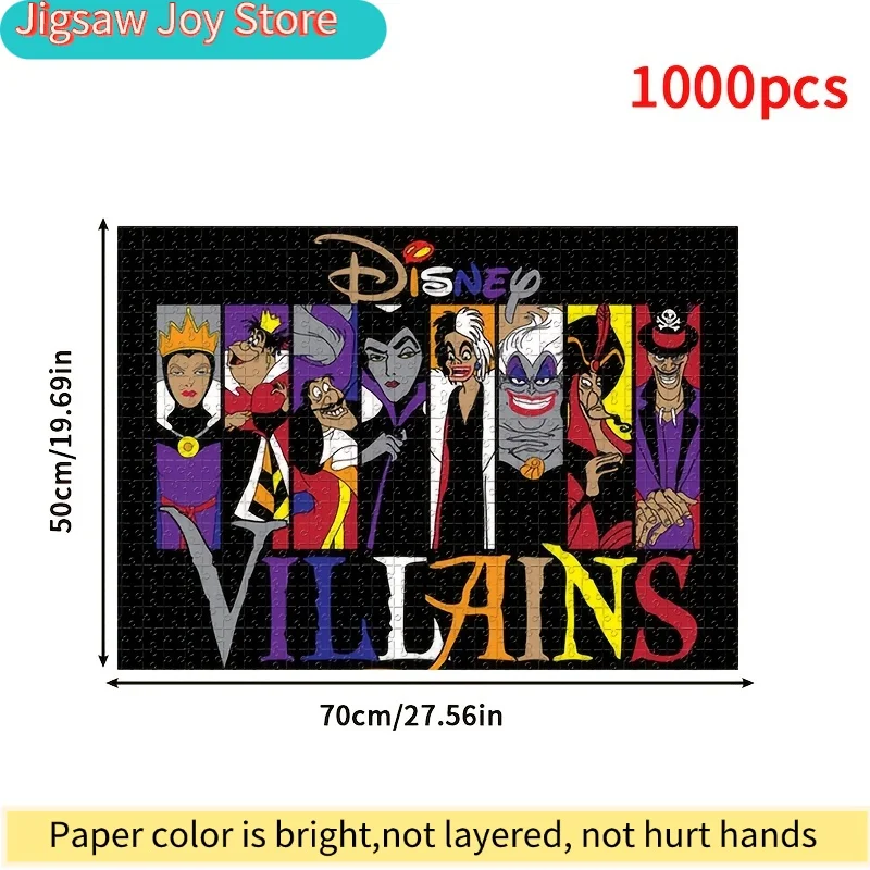 1000 pièces de puzzle en mosaïque fait main - Méchants de dessins animés : Maleficent, Ursula, Cruella, Jafar - Carton durable, puzzle sans couture