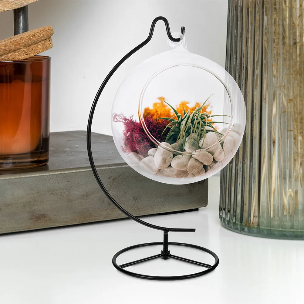2Pcs Iron Hydroponic Flower Stand Scratch Resistant Slip Proof Sturdy Tabletop Decor for Glass Globe Terrarium Air Plant Display