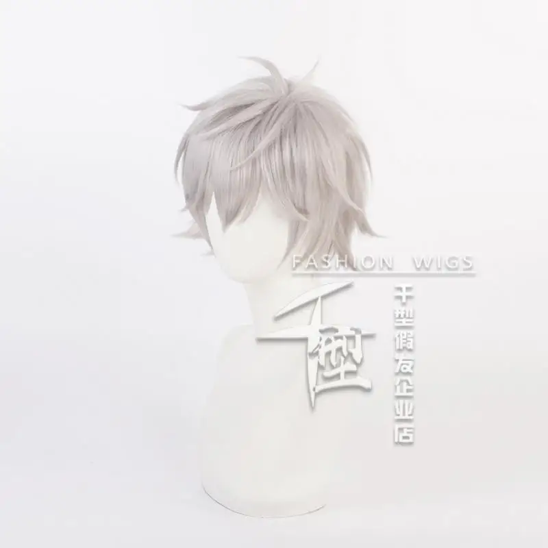 วิกผมคอสเพลย์อนิเมะ EVA Nagisa kaworu ผมสั้นสีเทาเงินทนความร้อนอุปกรณ์ประกอบฉากงานปาร์ตี้ฮาโลวีน