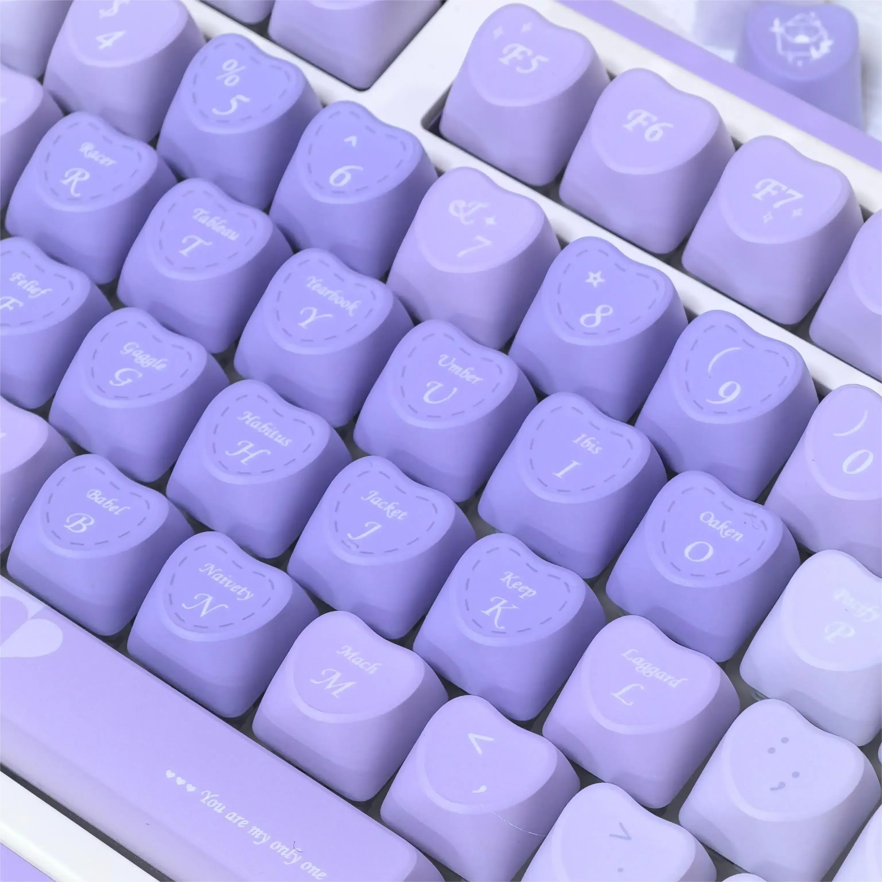 New Love Heart Shaped Keycap 120 Keys PBT Sublimation Gradient Purple Aesthetic Keycaps for Mechanical Keyboard DIY Cute Key Cap