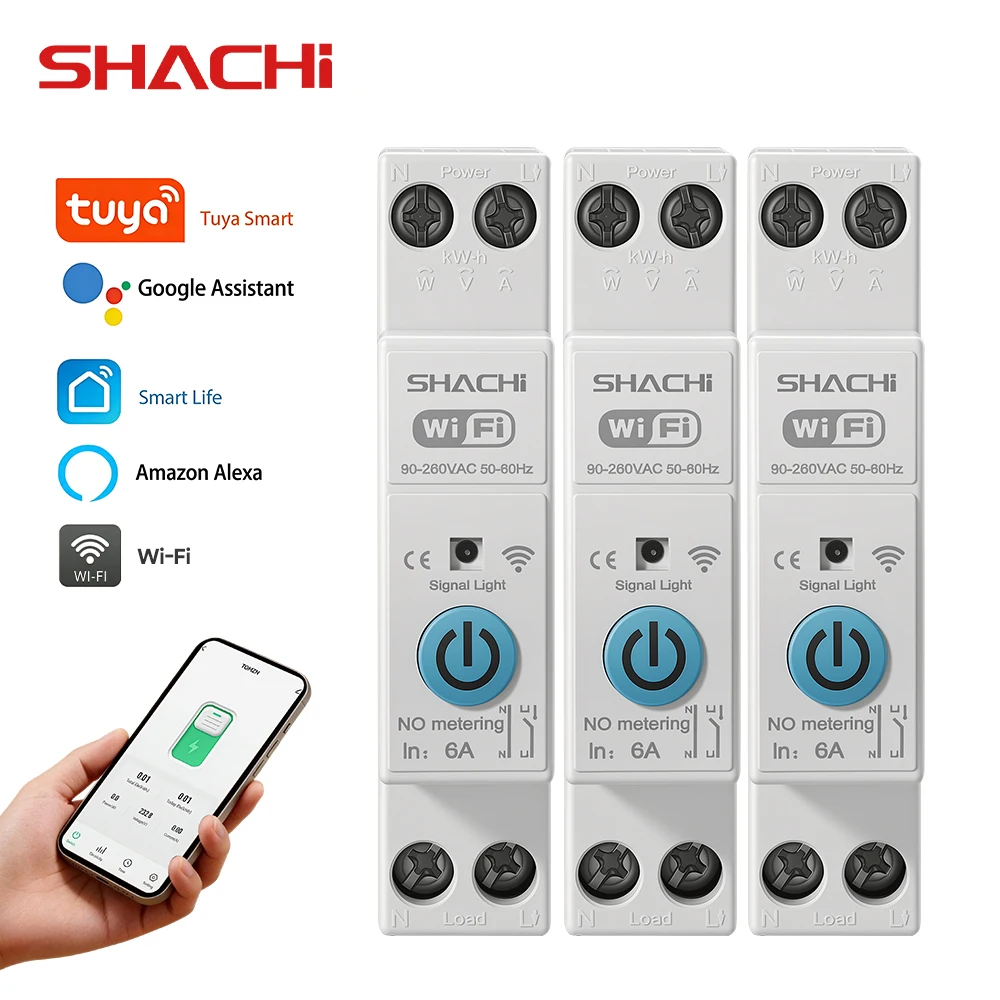 Tuya WIFI Smart Circuit Breaker 1P+N Over Voltage Current Power Protector Under Voltage Protection Voice Remote Control Switch