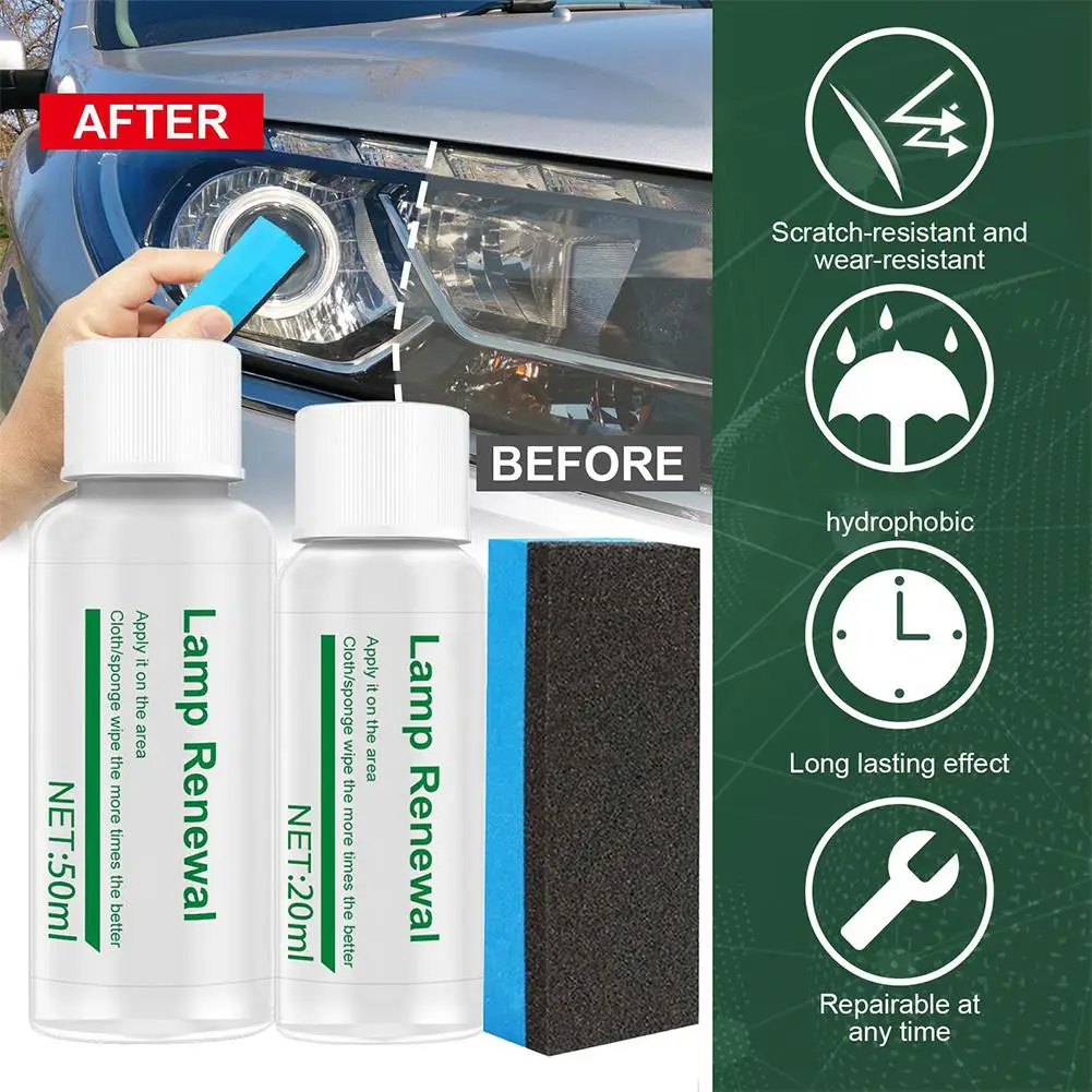 20ml/50ml Car Headlight Repair Fluid Car Lamp Cleaning Remove Stain Greasy Dirt Headlight Anti Fog Polishing Dustproof Agent