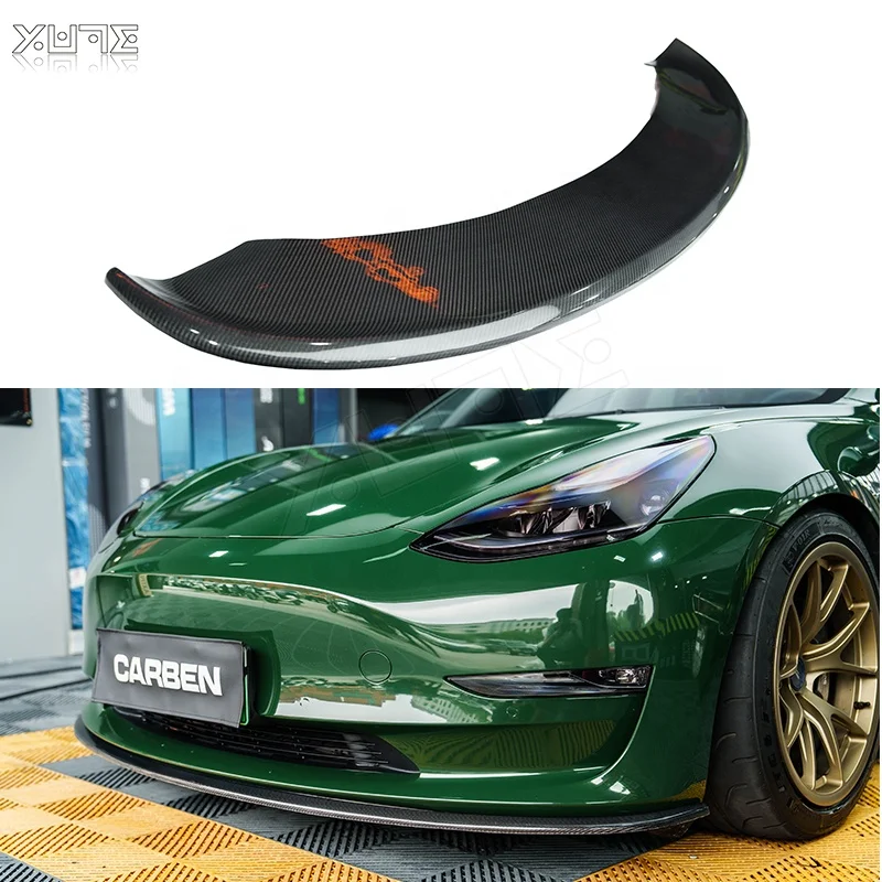 

For Tesla Model 3 Real Carbon Fiber Front Lip Front Bumper Front Spoiler Tesla Body Kit