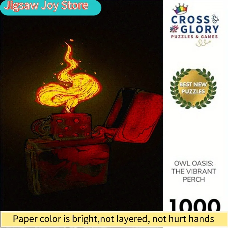 1000 قطعة لغز ورقي، بازل يدوي الصنع بنمط ولاعة، مصنوع من مادة ورقية بيضاء عالية الجودة، مناسب لألغاز الاسترخاء، هدية