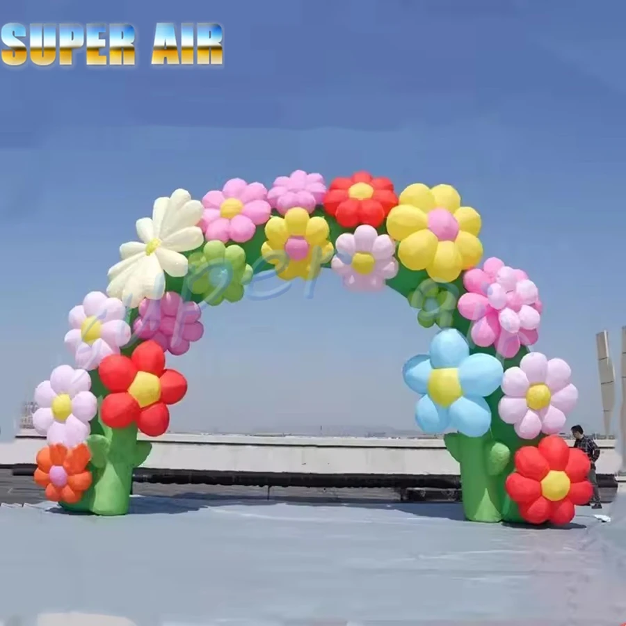 Custom used for company decoration inflatable flower arch with air blower