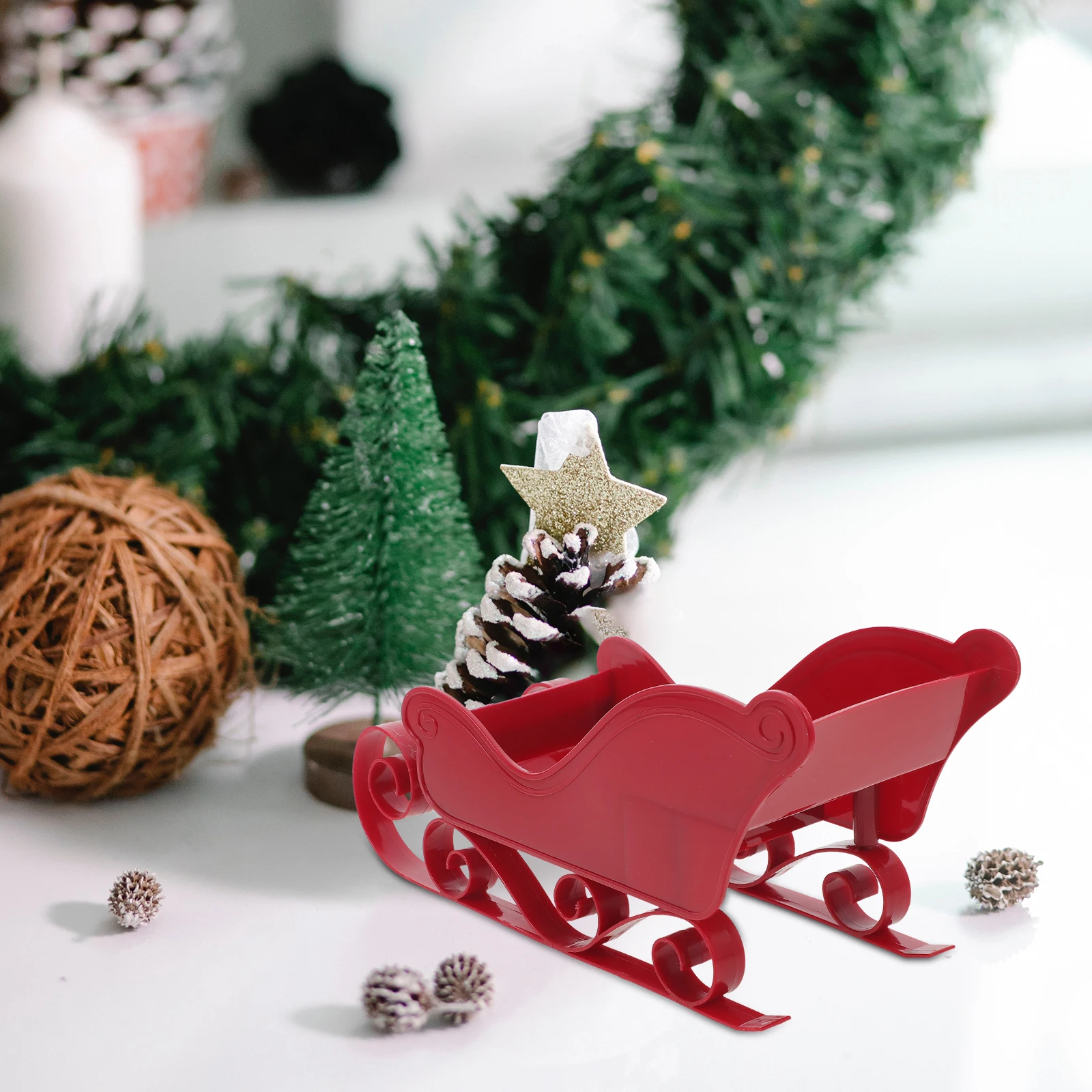 

1 Set Plastic Christmas Sleigh Decoration Mini Skiing Board Ornament Desktop Home Party Xmas Tree Hanging Sled Pendant Festival