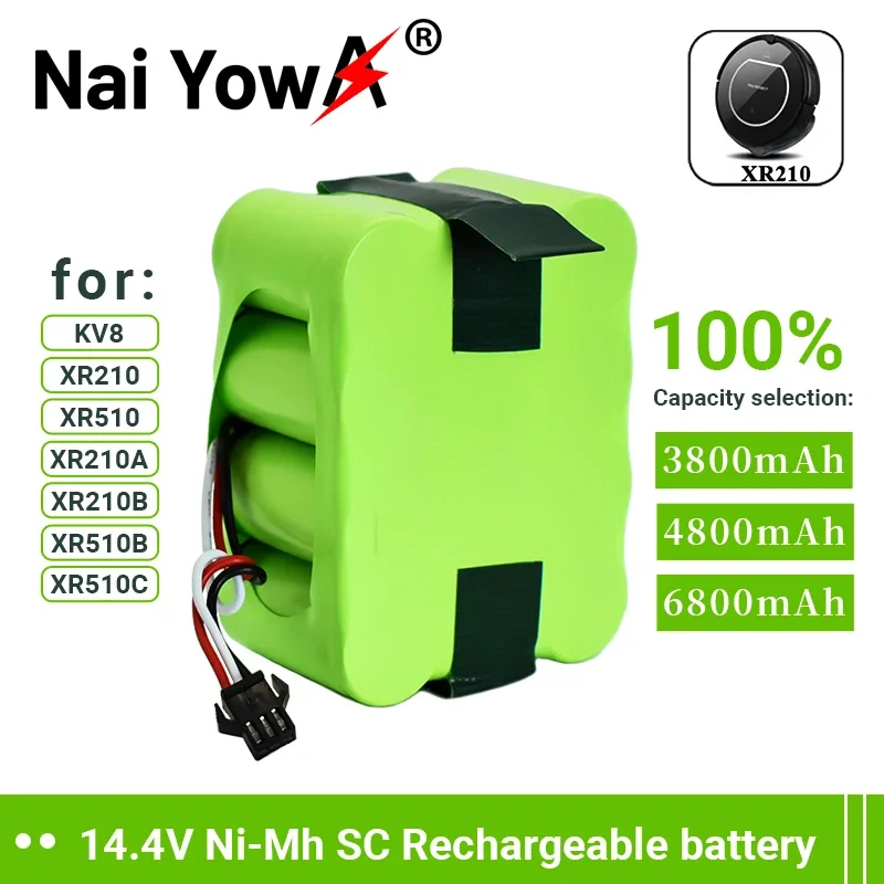 14.4V Ni-Mh SC Rechargeable Battery 6800mAh for KV8 XR210 XR510 XR210A XR210B XR510B XR510C Vacuum Cleaner Sweeping Robot