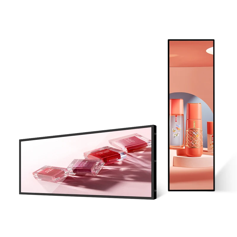 Shopping mall stretch screen 19-inch bar multi-screen LCD screen, digital signage shelf ultra-wide advertising LCD player
