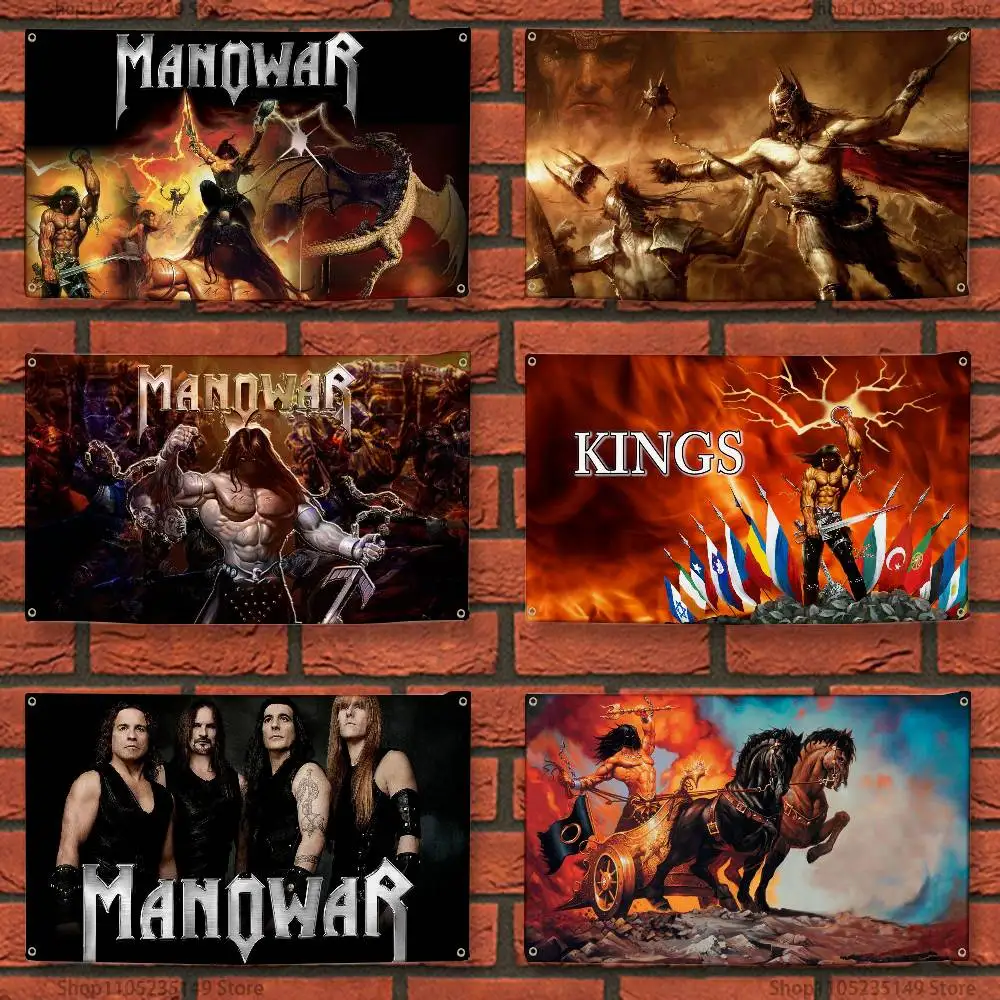 

M-Manowars Heavy Rock Band Flag Tapestry Wall Hanging Bed Room Bar Modern Banner Aesthetic Room Decor