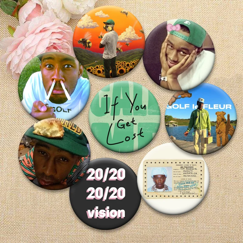 

Creator Chromakopia Flower Boy Goblin Soft Button Pins Tyler Rapper Creative Badge Round Brooches for Backpack Decoration Gifts