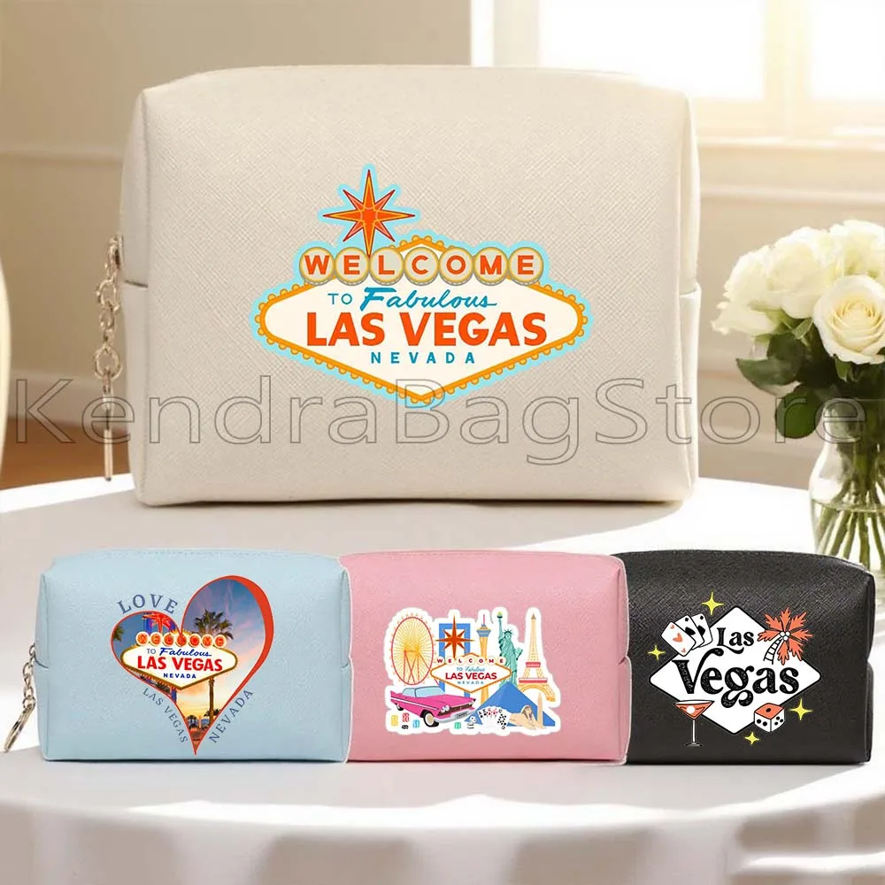 

Милая сказочная дорожная косметичка из искусственной кожи в Лас-Вегасе, портативная женская косметичка, водонепроницаемый органайзер для туалетных принадлежностей, сумка для хранения