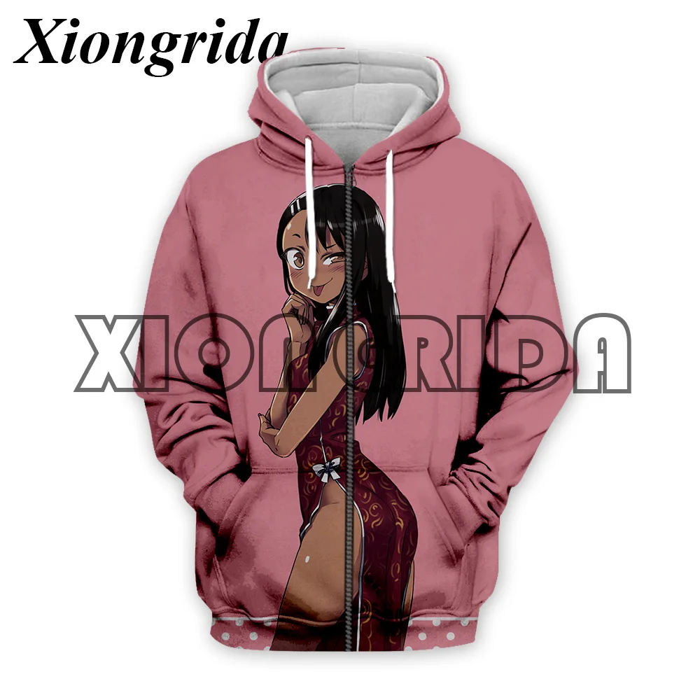 Hentai Sexy Anime Print Zip Hoodies Mens Nagatoro Hayase Kawaii Hood Sweatshirt Harajuku All Over Print Unisex Pullover Top New