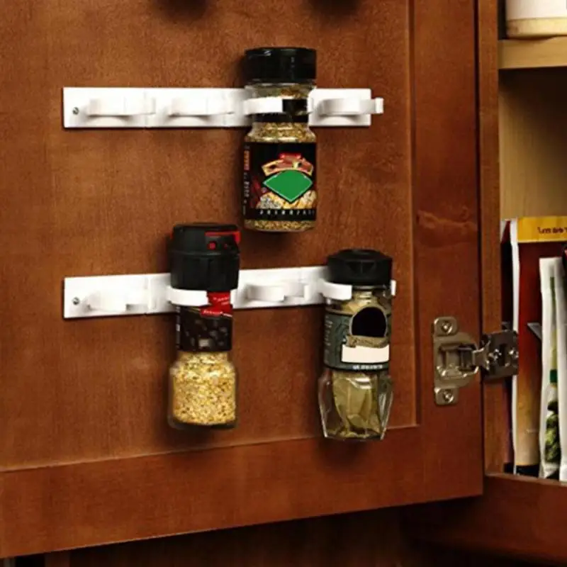 2/4pcs Kitchen Storage Rack Seasoning Jar Storage Rack Simple Bottle Clip Wall Mount Spice Bottle Stand 5 Hole Ingredient Holder