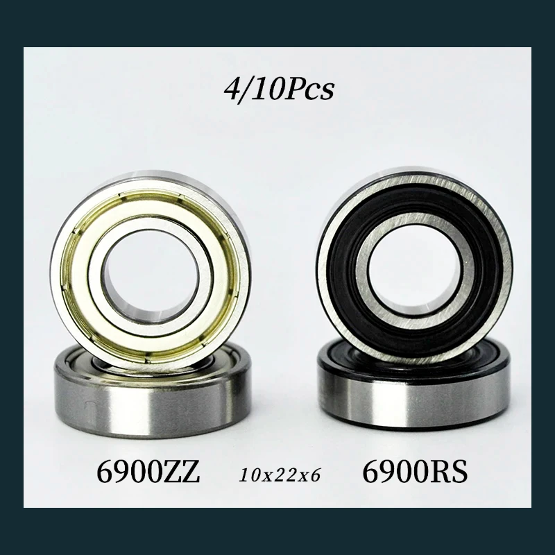 4/10pcs 6900 2RS ZZ 10*22*6 mm 6900RS 6900Z DDU 2Z Inner Diameter 10 mm Chrome Steel Deep Groove Bikes Bicycles Ball Bearings
