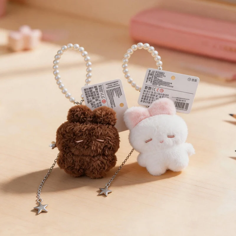 Rabbit Plush Pendant Adorably Rabbit Stuffed Doll Keychain Car Key Holder Exquisite Decor Toys Creative Birthday Surprise Gifts