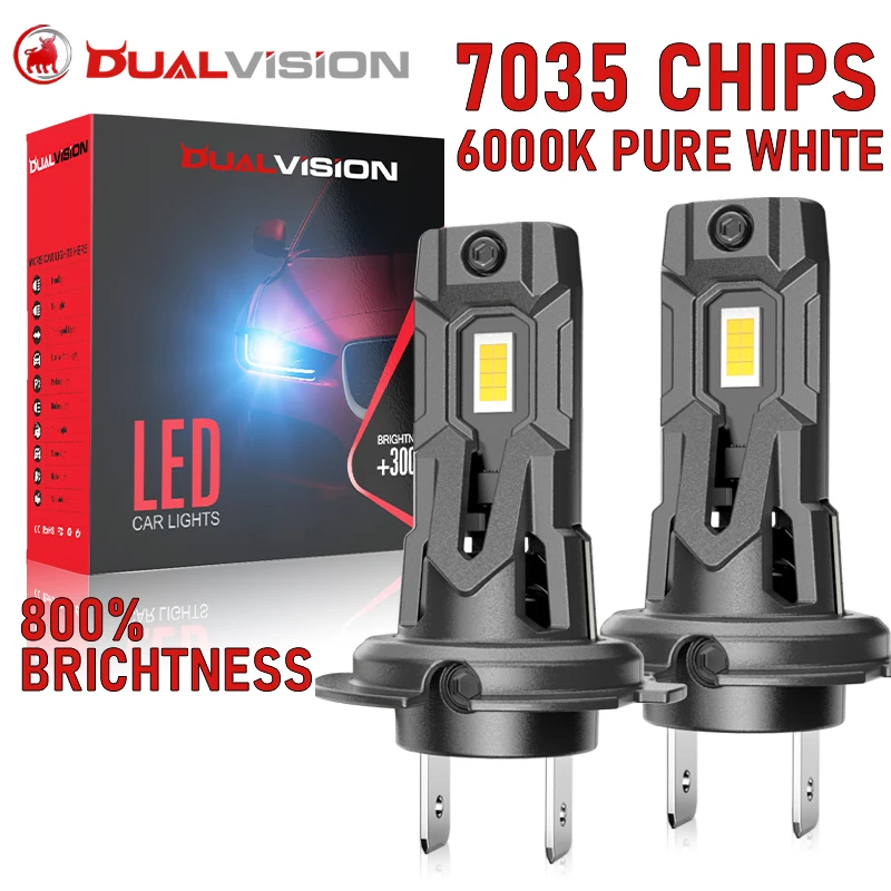 

Turbo 2PCS H7 LED Headlights Canbus 1:1 Mini Size 6000K Automobile Lamps 7535 CSP Wireless Car Light Led H7 L02 L05 L06 Adapter