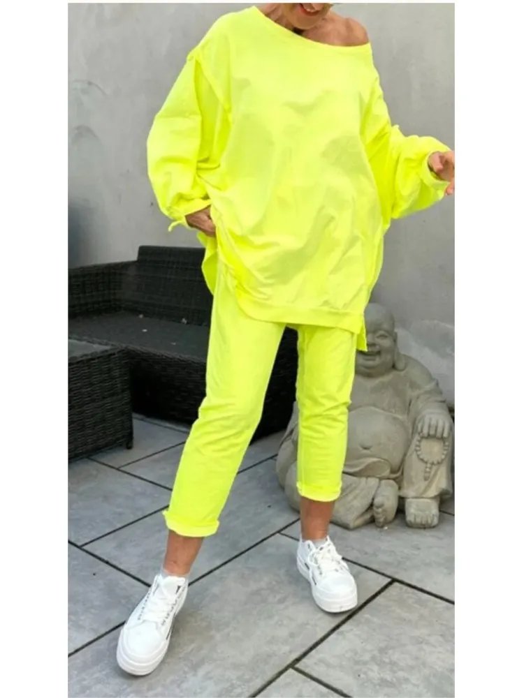 

Autumn New Sets Women's Sports Two Piece Set Fashion Round Neck Long Sleeve Loose Pullover Tops Pants Sets Casual Lady Outfit