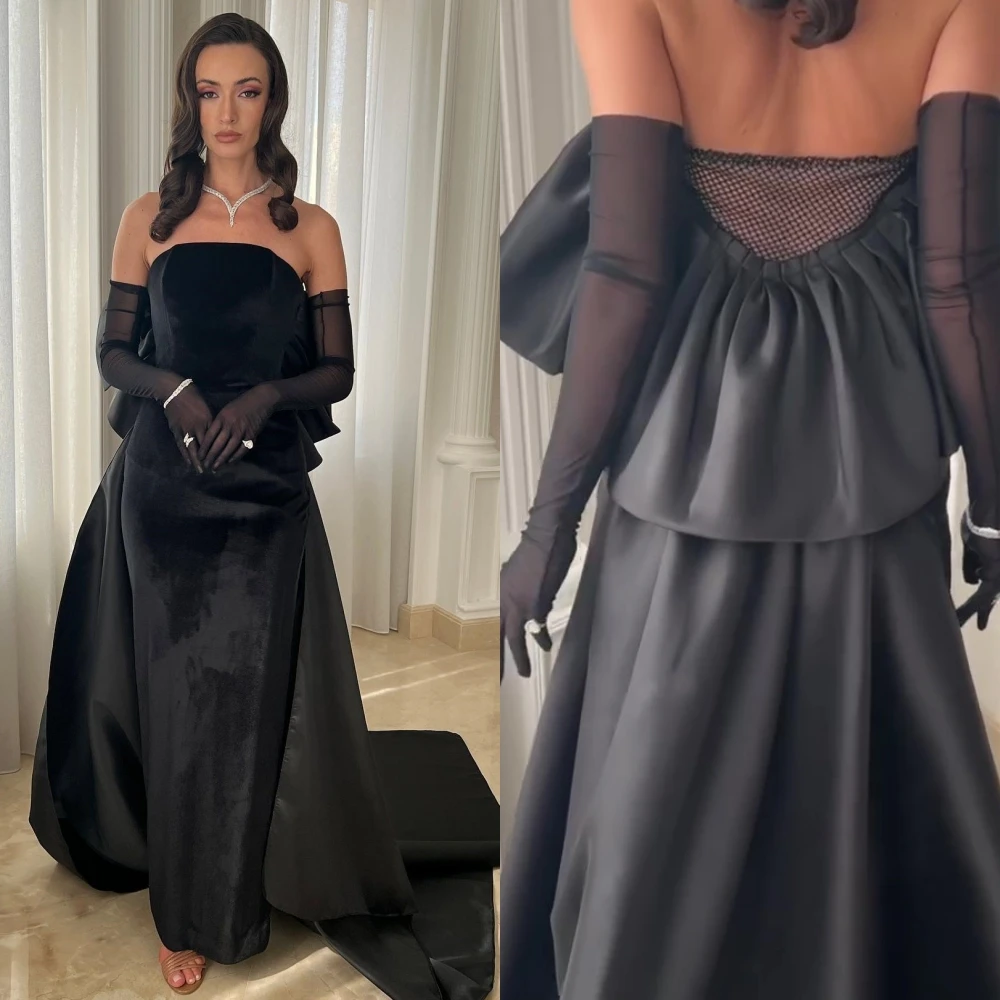 

Customized Simple Strapless Sheath Sweep/Brush Prom Dresses Layered s Formal Occasion Gown Пышное свадебное платьеفساتين مناسبات