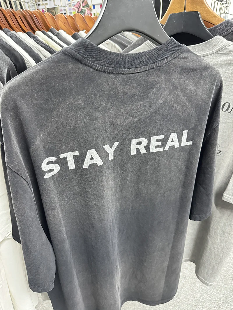 

SAINT T-shirts Washed Do Old Casual Couple Breathable Outdoor Short Sleeve Men Woman Good Quality Cotton Top Tees