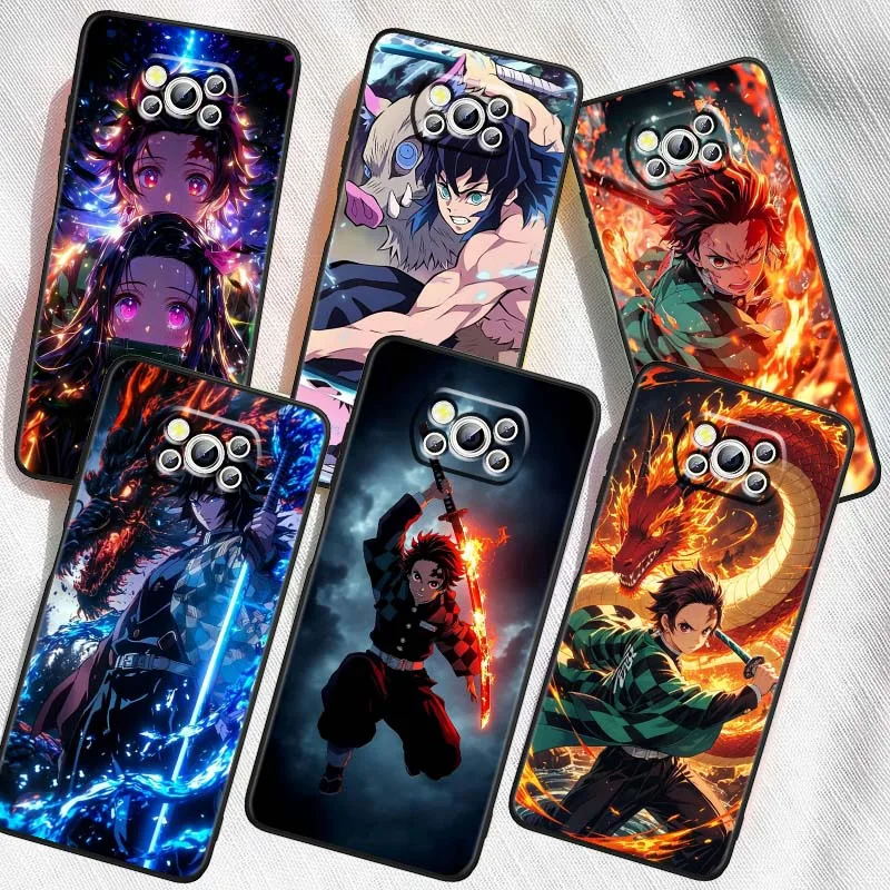 

Demon Slayer Art Cool Popular Phone Case For Xiaomi Mi Poco F3 F4 F5 F6 X3 X4 X5 X6 X7 M3 M4 M5s M5 M6 GT Pro 5G Black Cover