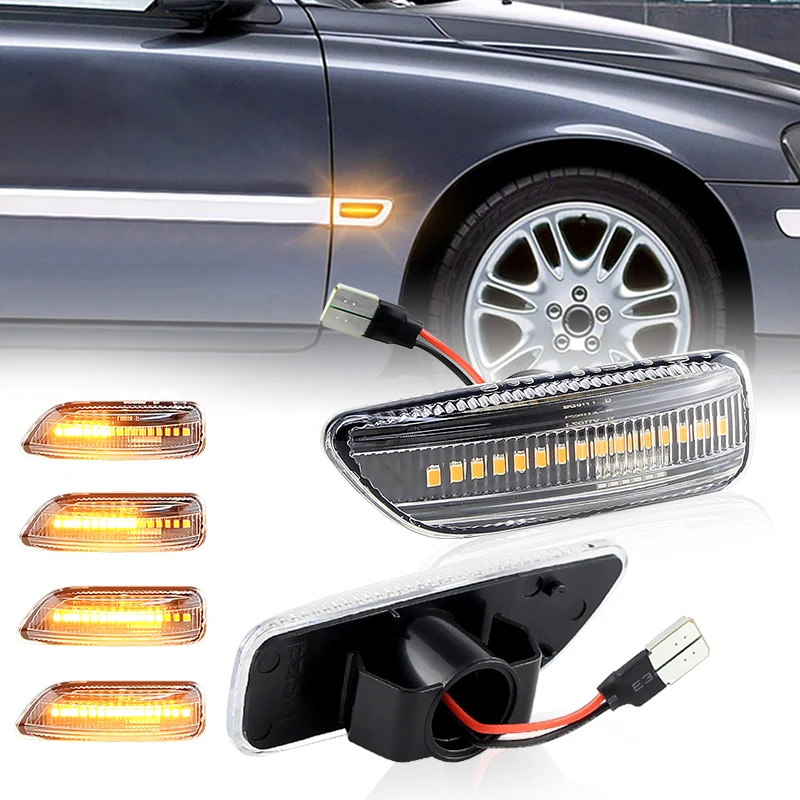 

2×for Volvo S60 MK1 S80 V70 MK2 (SW) XC70 XC90 LED Turn Signal Side Marker Light Car Flowing Indicator Lamps Amber OEM# 30722642