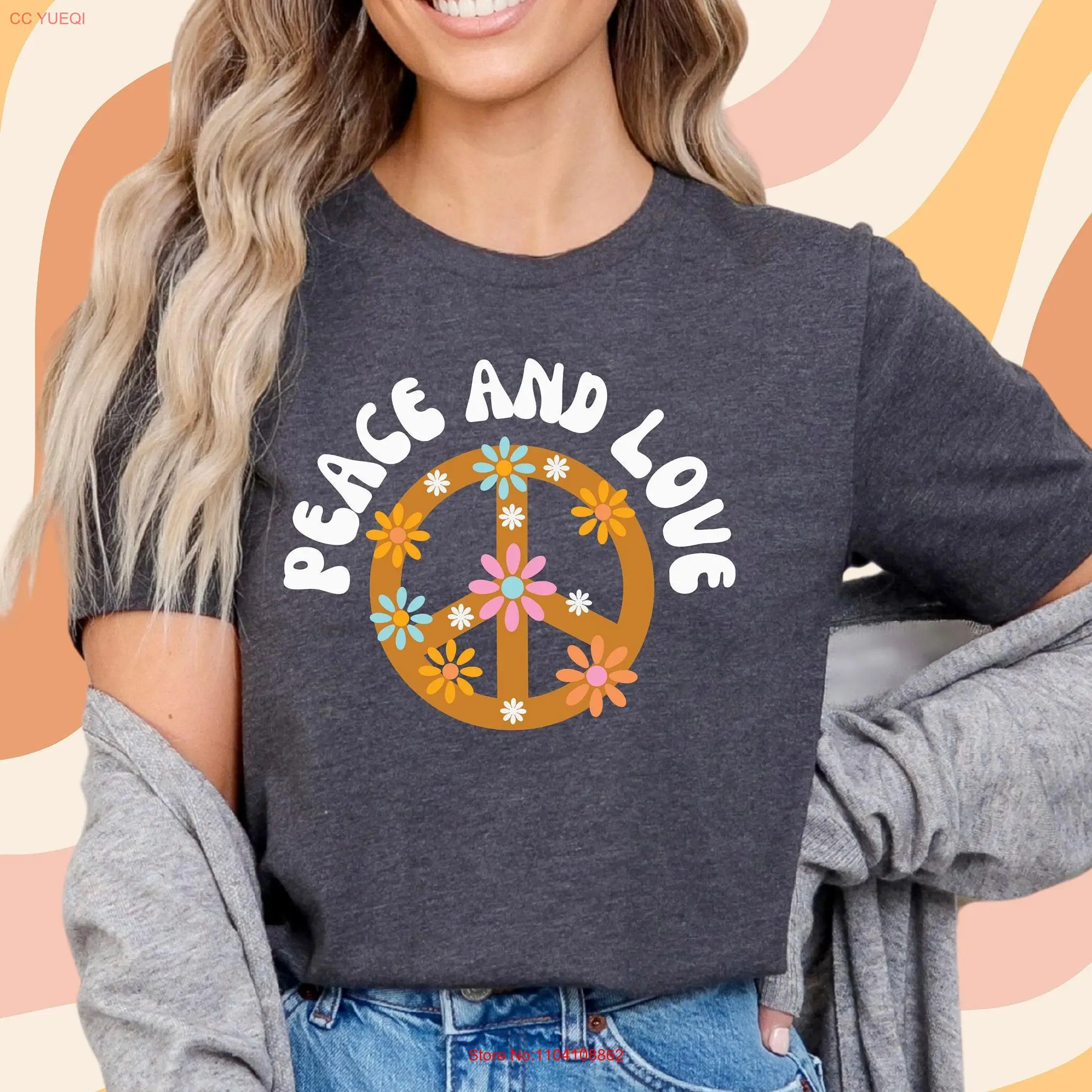 

Peace and Love Hippie T Shirt Family shirts Groovy Matching Vacation long or short sleeves