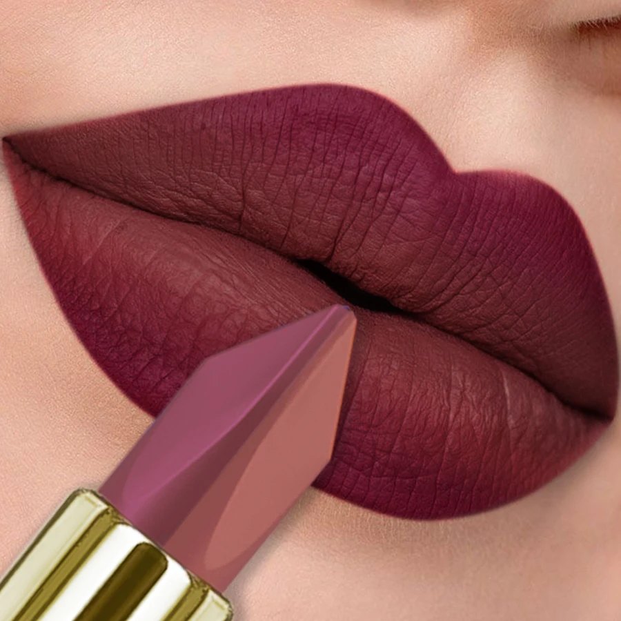 Batom dois tons com glitter e fosco, batom roxo preto, descolocação, sexy, rosa vermelha, hidratante, maquiagem labial, brilho labial