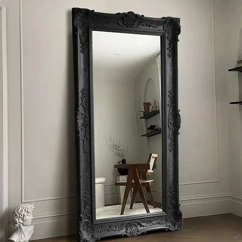 French Retro Dopamine Full Length Mirror Baroque Slimming Floor Standing Dressing Mirror Memphis Style