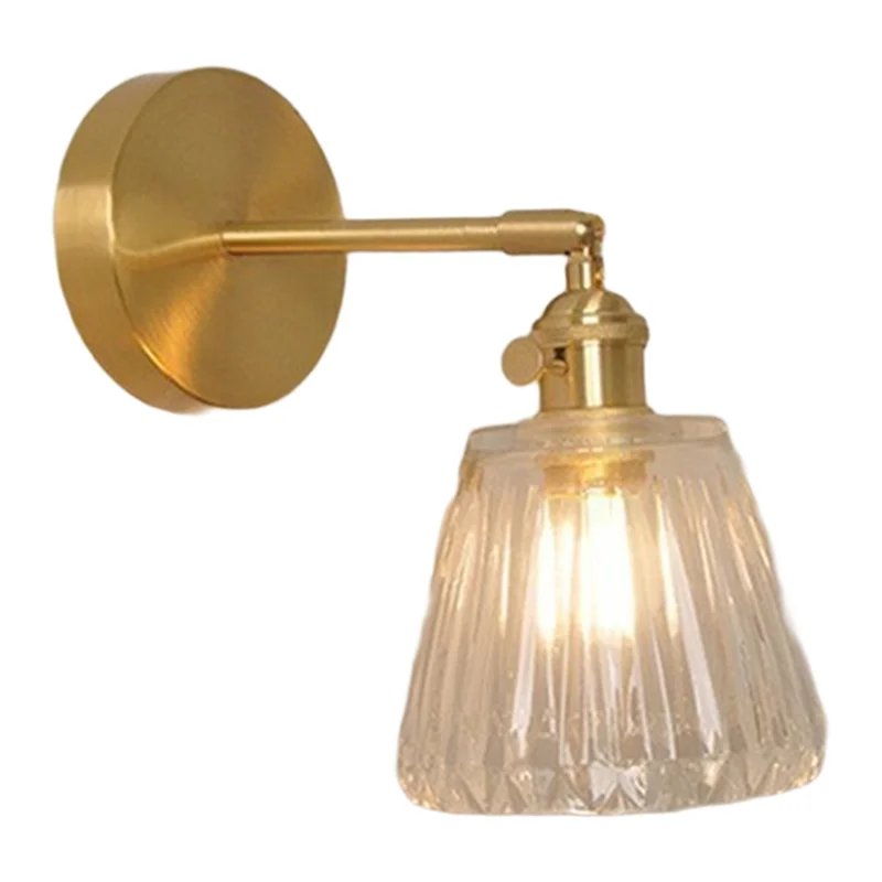 

AT19-LED настенные светильники для бара, скандинавский современный медный стеклянный переключатель, прикроватная лампа для спальни, ванной комнаты