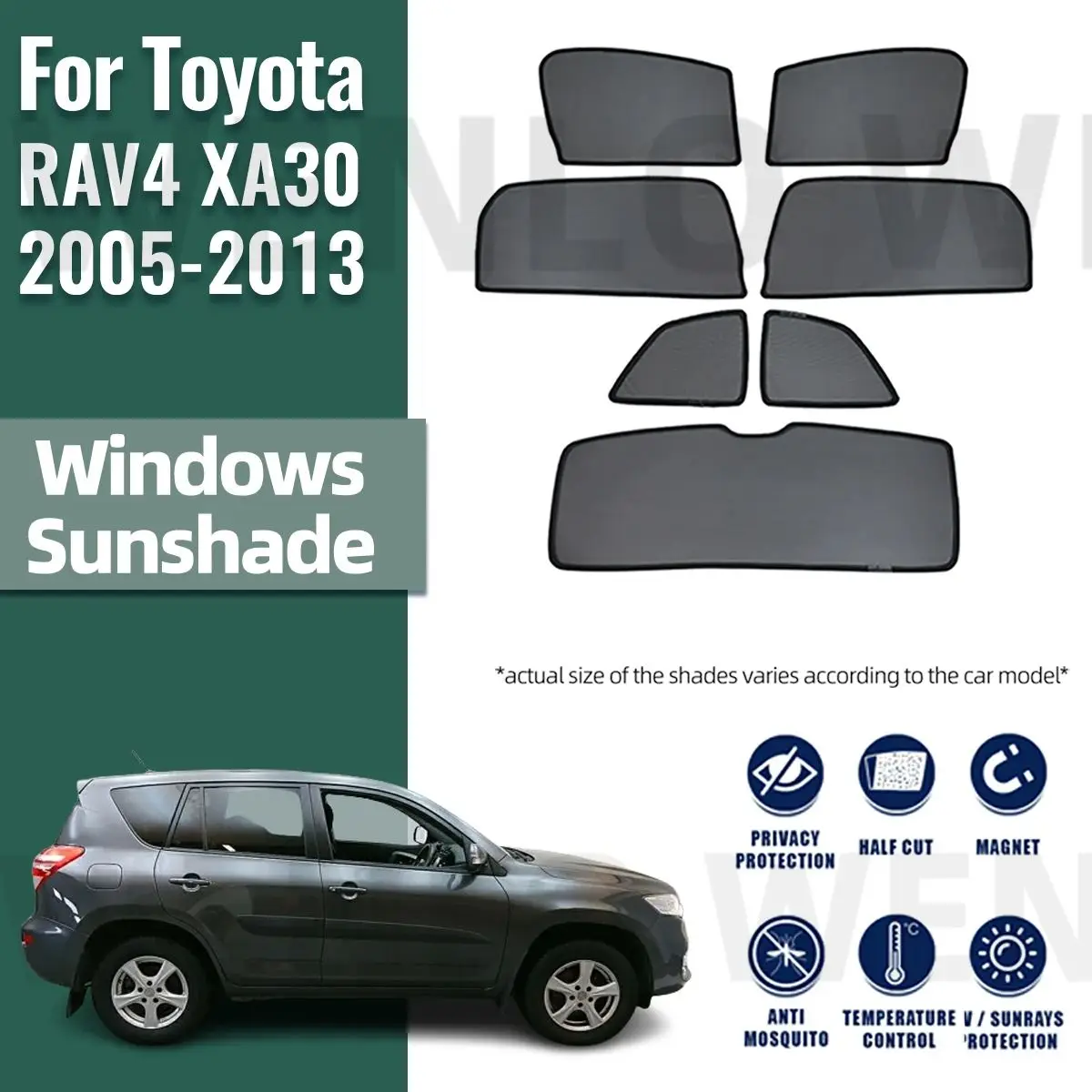 

For Toyota RAV4 XA30 RAV 4 2005-2013 Magnetic Car Sunshade Shield Front Windshield Frame Curtain Rear Side Window Sun Shade