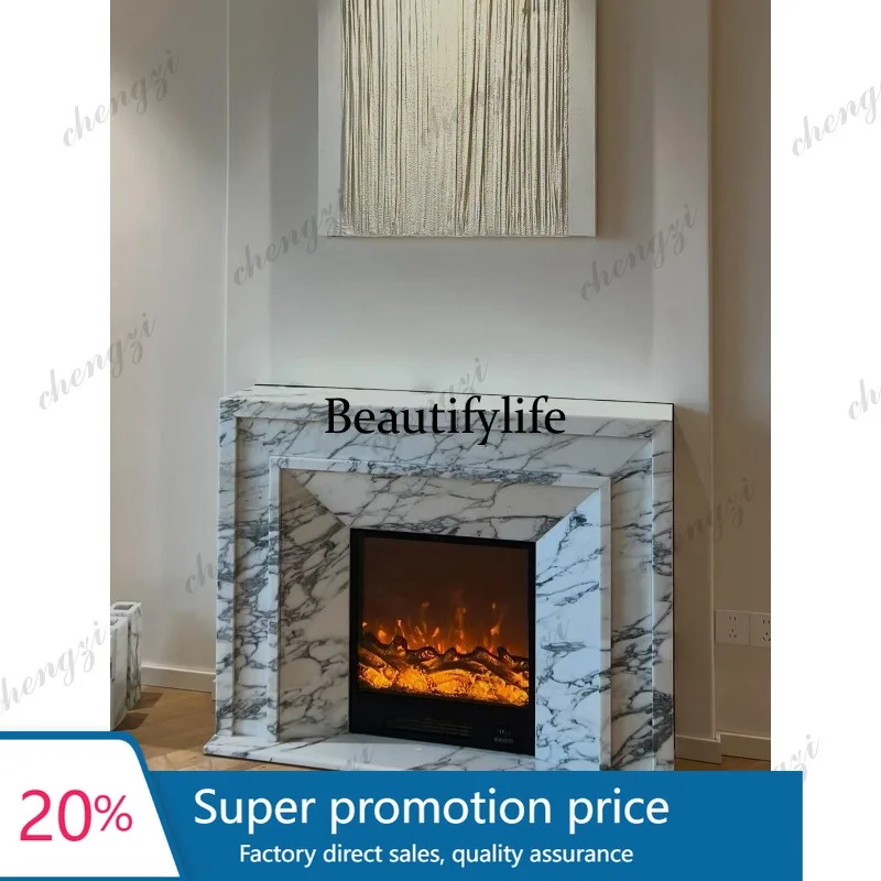 PPP Natural stone fireplace French living room American white marble fireplace decoration