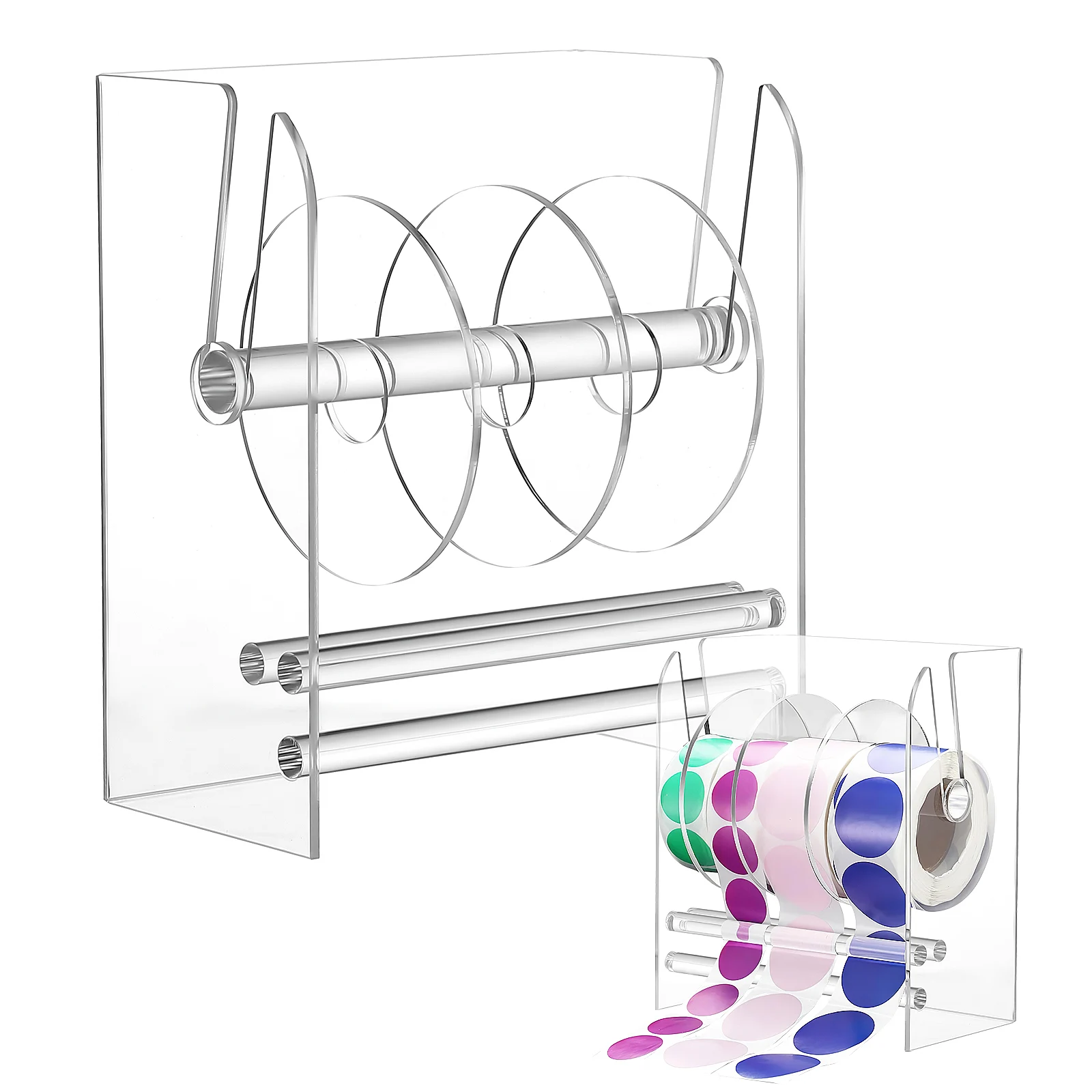 Sticker Dispenser Adjustable Label Dispenser For Office Home Clear Acrylic Sticker Roll Holder Sticker Organizer Label supplies #5