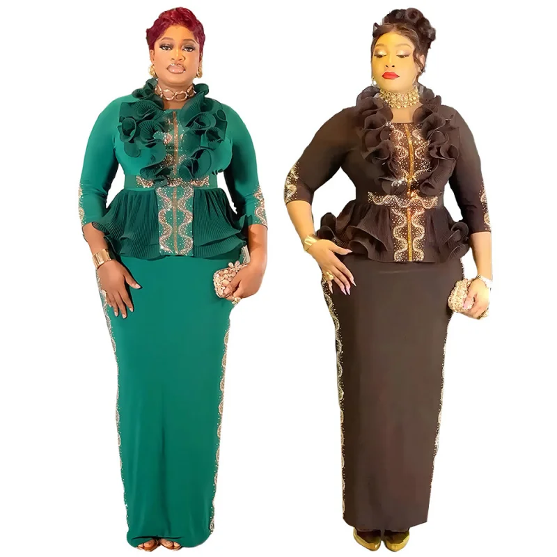 

Africa2026New Year's Fashionable Elegant Dress Plus Size Rhinestone Women's Dress