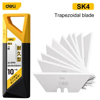 Deli lâminas de faca especial material de aço faca utilitária lâminas trapézio substituição diy arte artesanato cortador ferramenta lâminas 10/30/50 pçs