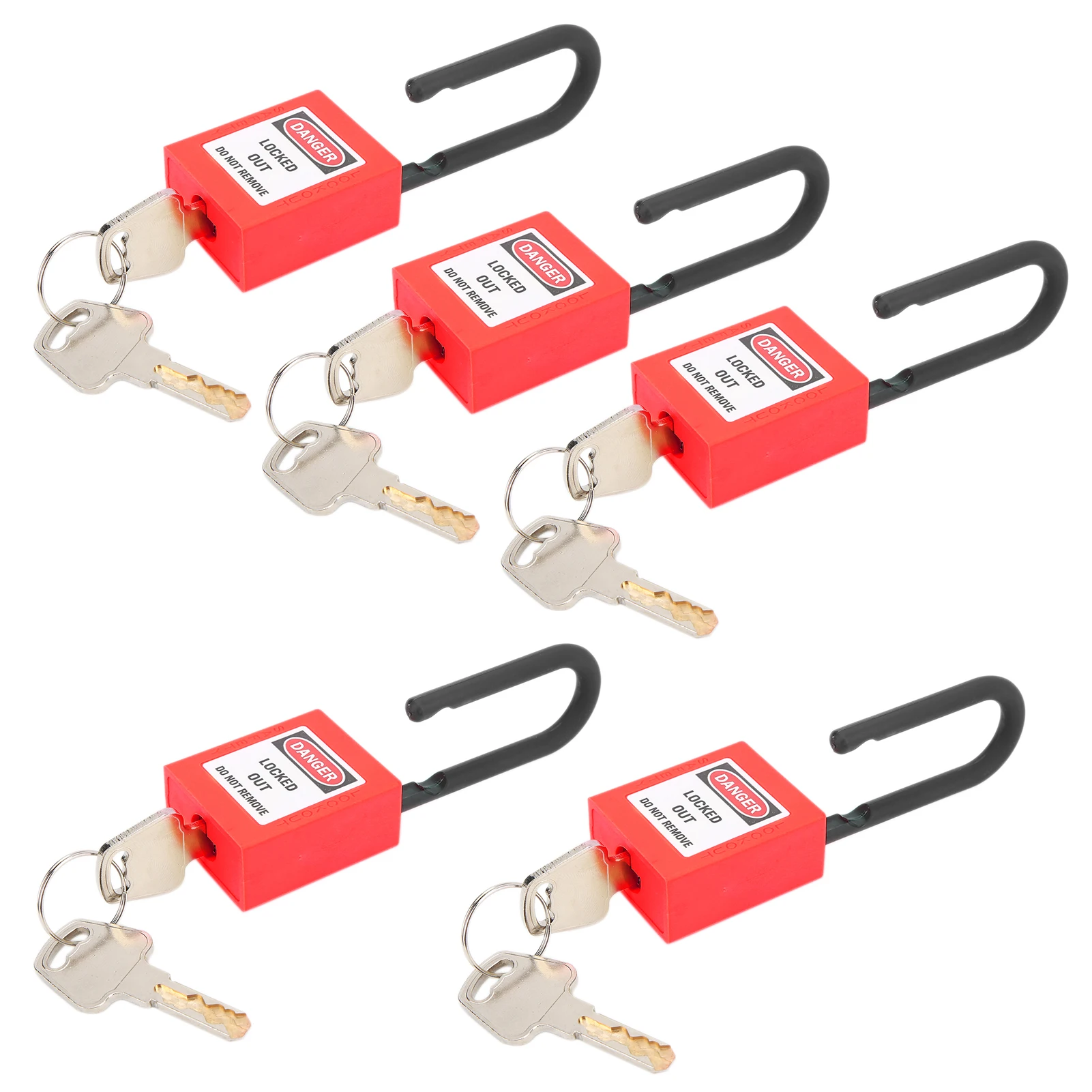 ZK30 	5 Sets Lockout Lock 38mm Nylon Engineered Dustproof Security Padlock for Industrial SiteRed