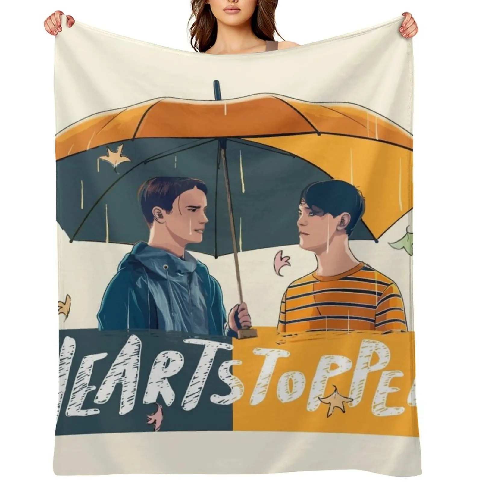 

Heartstopper - Nick & Charlie Umbrella Scene Vectorized Throw Blanket Designers For Sofa Thin cosplay anime Sofa Quilt Blankets