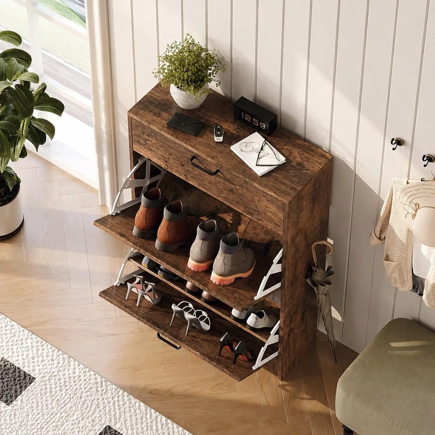 # Schmaler Schuhschrank mit 2  – Shoe Rack Cabinet Narrow Entryway Bewertung und Preis