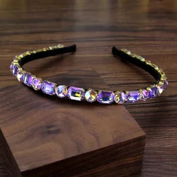 Handmade AB Purple Full Crystal Hairband Shiny Rhinestone Headband For Women Fashion Hair Accessories