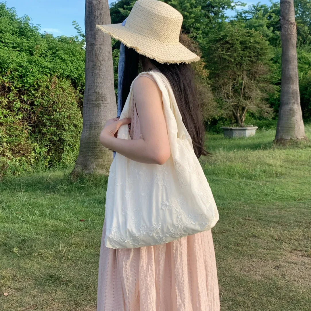 

Большая вместительная парусиновая сумка-тоут с юбкой, летняя дорожная сумка для прогулок, женская сумка с дизайном феи и снежинки, повседневная сумка-мешок