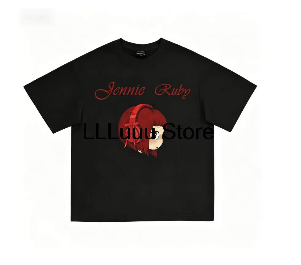 Kpop Jennie Album T-shirt Flash Sale Same Pure Cotton T-shirt Men's And Women's Loose Casual Short Sleeved Shirt‌